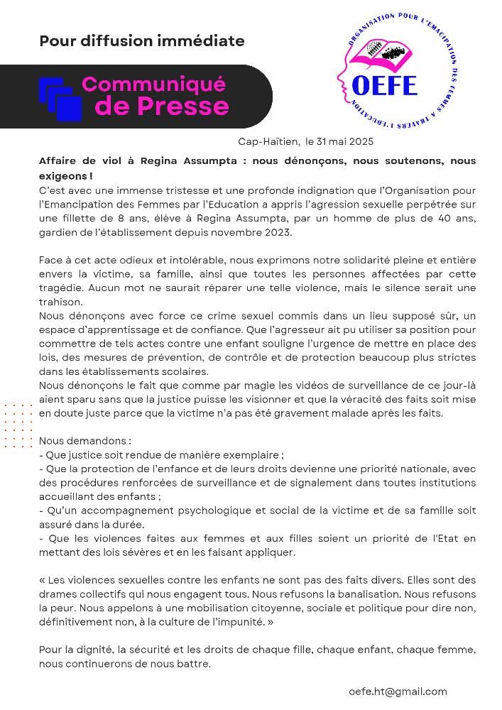 Communique de presse - Plaidoyer — aperçu